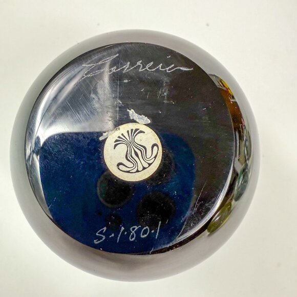 Correia Studios Red Sun & Birds Iridescent Art Glass Paperweight - Picture 7 of 7